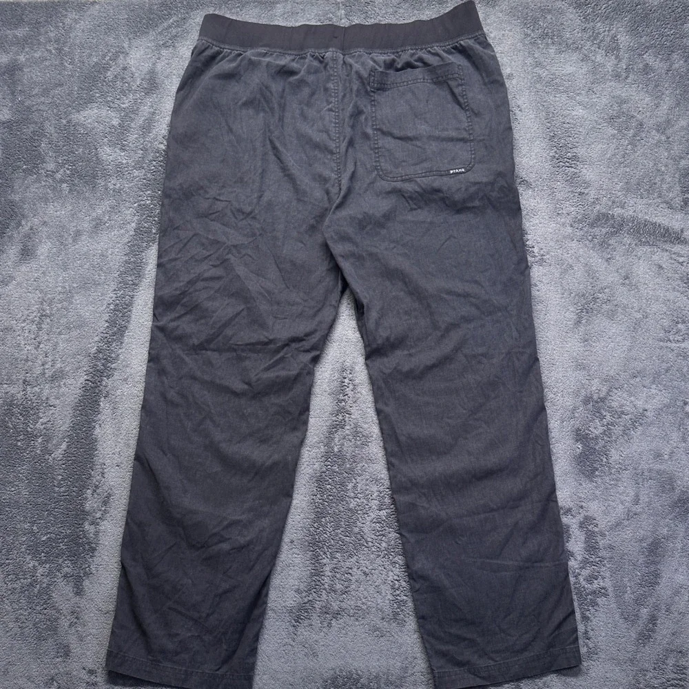 Prana Vaha Hemp Blend Pants Mens XXL Black Charcoal Straight Leg Drawstring